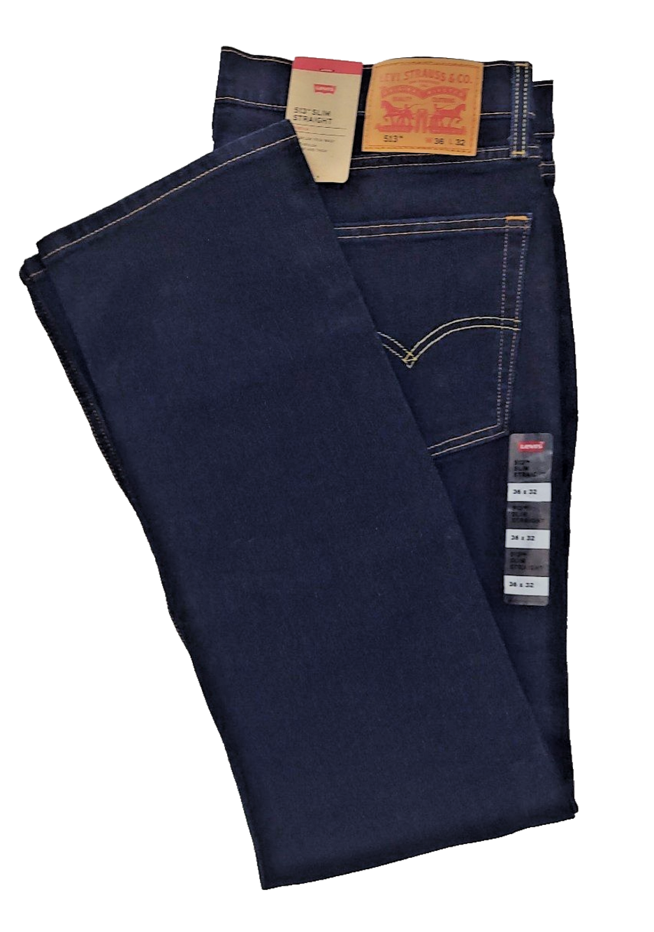 Levi's 513 Slim Straight Jeans Mens 36x32 Dark Wash Indigo Stretch Denim NWT $70